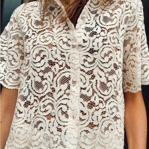 Zara Ivory Lace Blouse